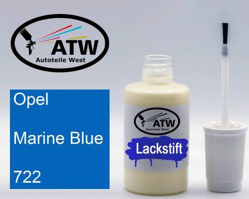 Opel, Marine Blue, 722: 20ml Lackstift, von ATW Autoteile West.